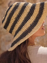 Black/Neutral Stripe Crochet Bucket Hat - Image 4 of 5