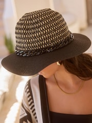 Black Panama Hat With Chain - Image 4 of 5