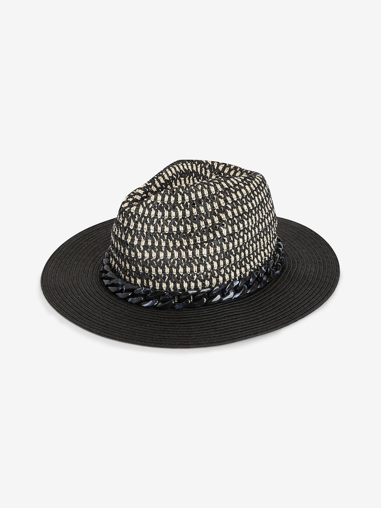 Black Panama Hat With Chain - Image 5 of 5