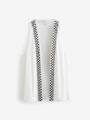 White With Black Embroidery Waistcoat Cover-Up - Image 6 of 7