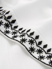 White With Black Embroidery Waistcoat Cover-Up - Image 7 of 7