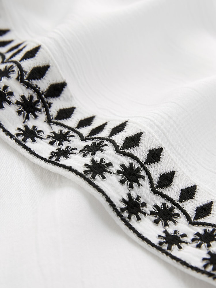 White With Black Embroidery Waistcoat Cover-Up - Image 7 of 7