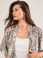 Silver Sequin Jacket Cover-Up - Image 4 of 6
