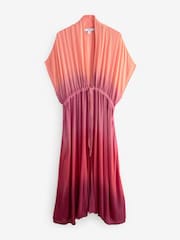 Pink Ombre Tie Front Maxi Kimono Cover-Up - Image 6 of 7