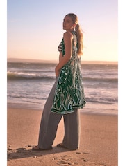 Зеленый хаки - Longline Sequin Waistcoat Cover-Up - Изображение 3 из 5