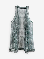 Зеленый хаки - Longline Sequin Waistcoat Cover-Up - Изображение 4 из 5