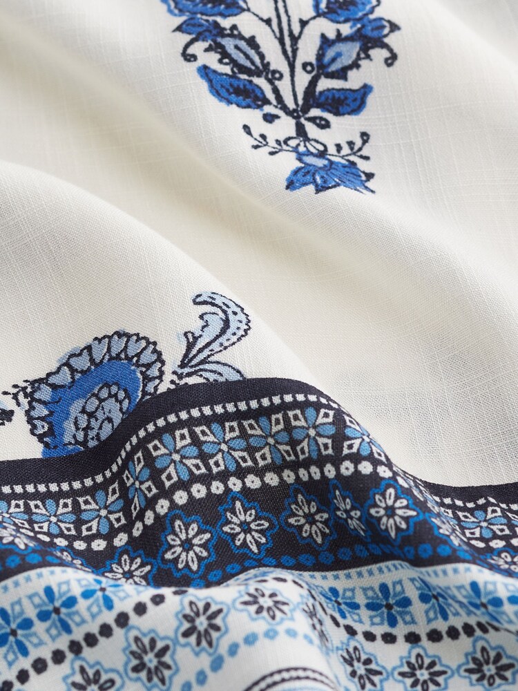 Blue/White Tile Print Longline Kimono Cover-Up - Image 6 of 6 Blue/White Tile Print Longline Kimono Cover-Up - Image 6 of 6
