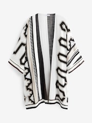 Black/White/Brown Geo Longline Kimono Cover-Up - Image 5 of 5