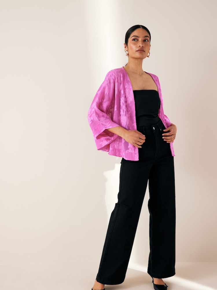 Pink Sheer Embroidered Kimono - Image 2 of 6