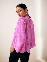 Pink Sheer Embroidered Kimono - Image 3 of 6