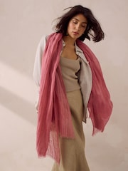 Pink 100% Linen Lightweight Scarf - Image 2 of 6