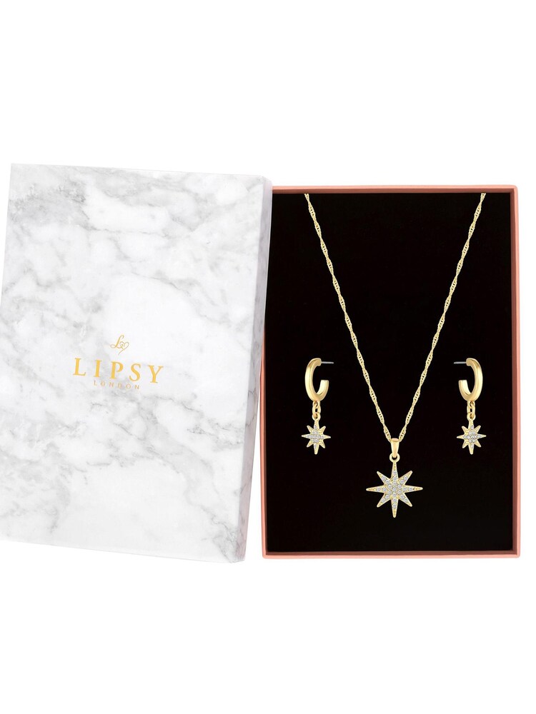 Lipsy Jewellery Gold Tone Celestial Y Drop Necklace And Earrings Set - Image 1 of 4