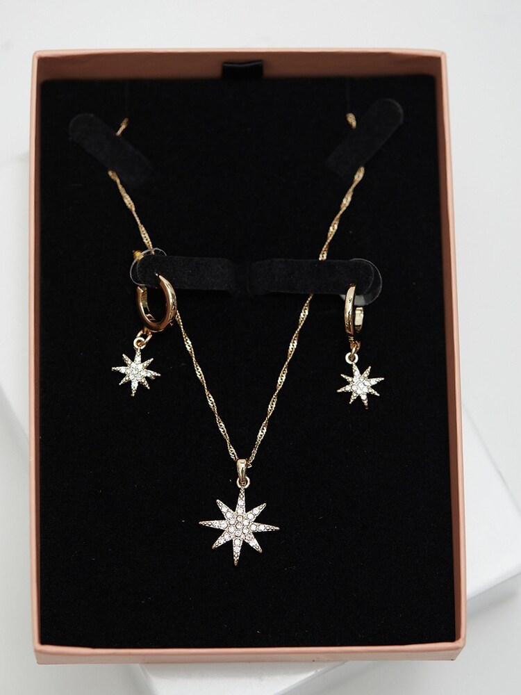 Lipsy Jewellery Gold Tone Celestial Y Drop Necklace And Earrings Set - Image 4 of 4