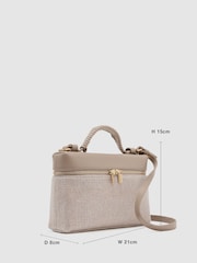 Reiss Neutral Ines Leather and Woven Vanity Crossbody Bag - Image 3 of 7