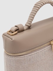 Reiss Neutral Ines Leather and Woven Vanity Crossbody Bag - Image 6 of 7