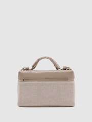 Reiss Neutral Ines Leather and Woven Vanity Crossbody Bag - Image 7 of 7