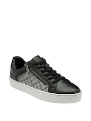 Lotus Black Chrome Leather Casual Zip-Up Trainers - Image 1 of 4