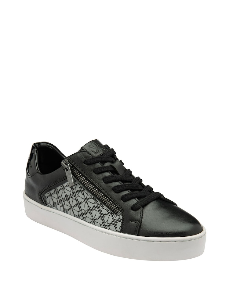Lotus Black Chrome Leather Casual Zip-Up Trainers - Image 1 of 4
