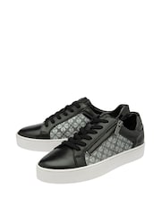 Lotus Black Chrome Leather Casual Zip-Up Trainers - Image 2 of 4
