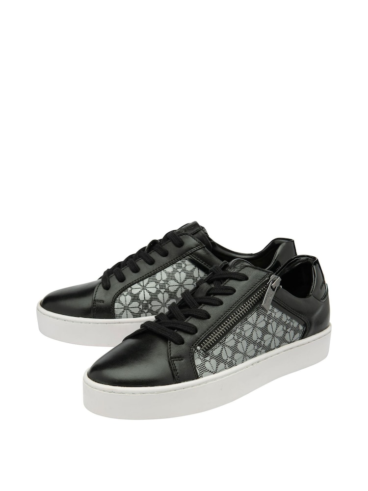 Lotus Black Chrome Leather Casual Zip-Up Trainers - Image 2 of 4
