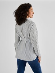 JoJo Maman Bébé Black Cream Stripe Stripe Maternity Shirt - Image 2 of 5