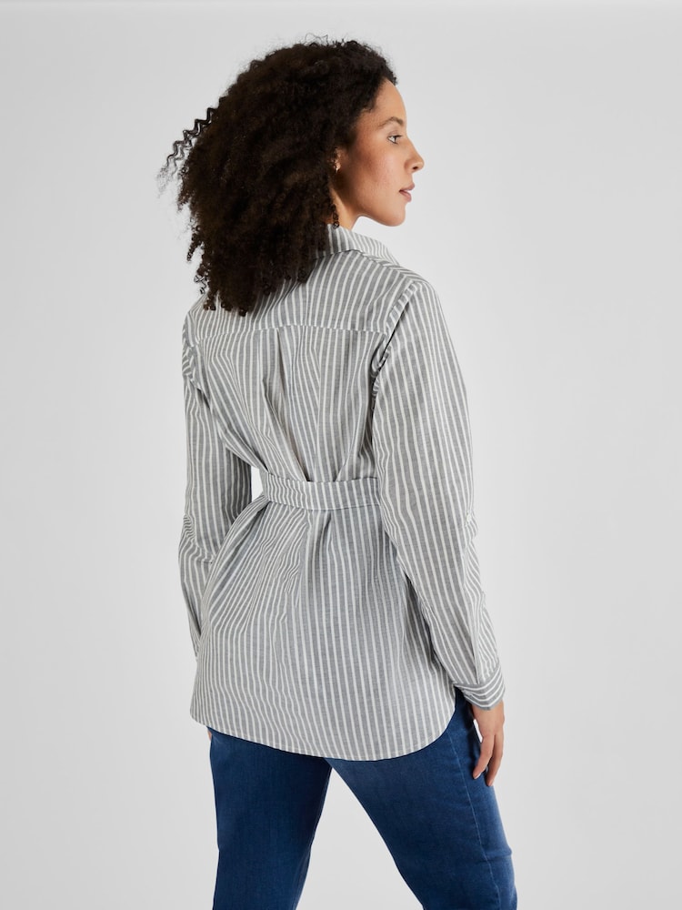 JoJo Maman Bébé Black Cream Stripe Stripe Maternity Shirt - Image 2 of 5