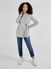 JoJo Maman Bébé Black Cream Stripe Stripe Maternity Shirt - Image 3 of 5