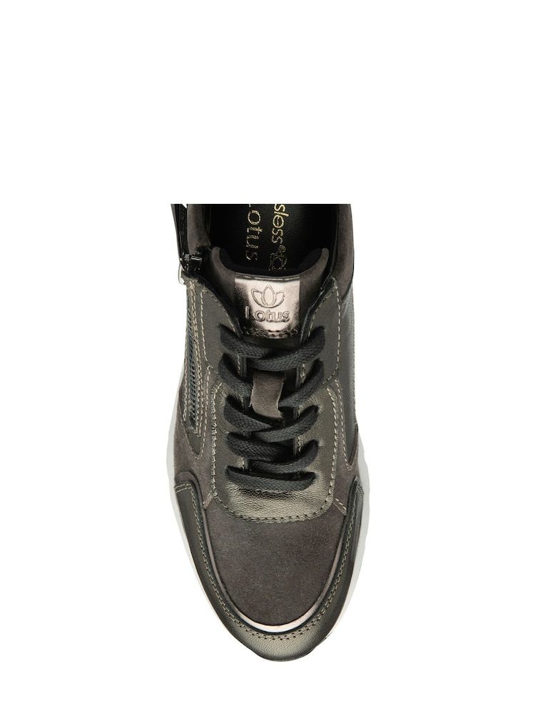 Lotus Grey Leather Casual Zip-Up Trainers - Image 4 of 4