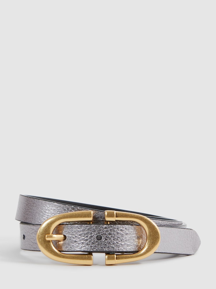 Reiss Silver Bailey Horseshoe Belt - Image 1 of 5