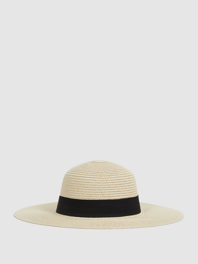 Reiss Natural Lexi Woven Wide Brim Hat - Image 1 of 5