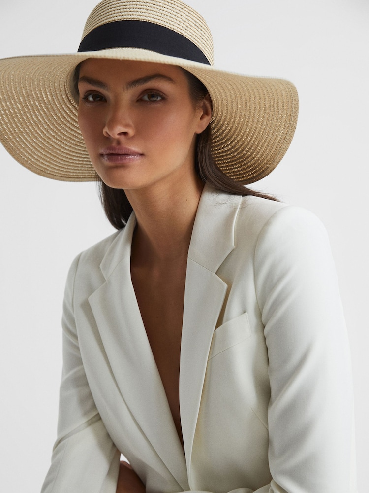 Reiss Natural Lexi Woven Wide Brim Hat - Image 2 of 5