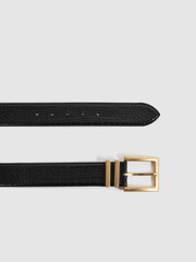 Reiss Black Brompton Patent Leather Crocodile Design Belt - Image 3 of 4