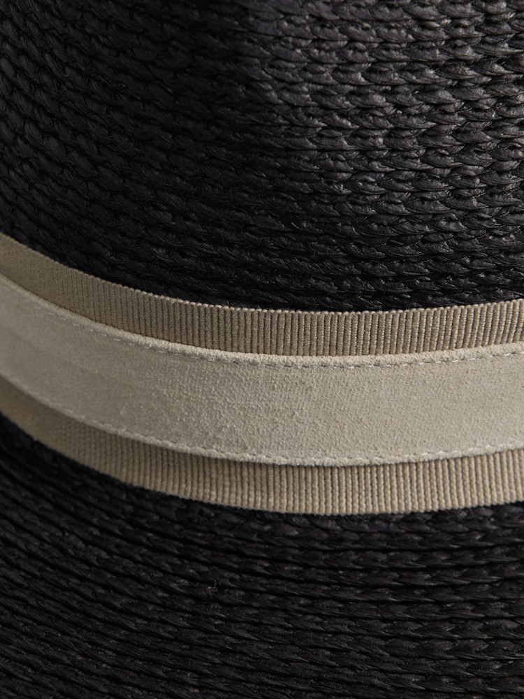 Reiss Black Georgina Raffia Wide Brim Sun Hat - Image 4 of 4
