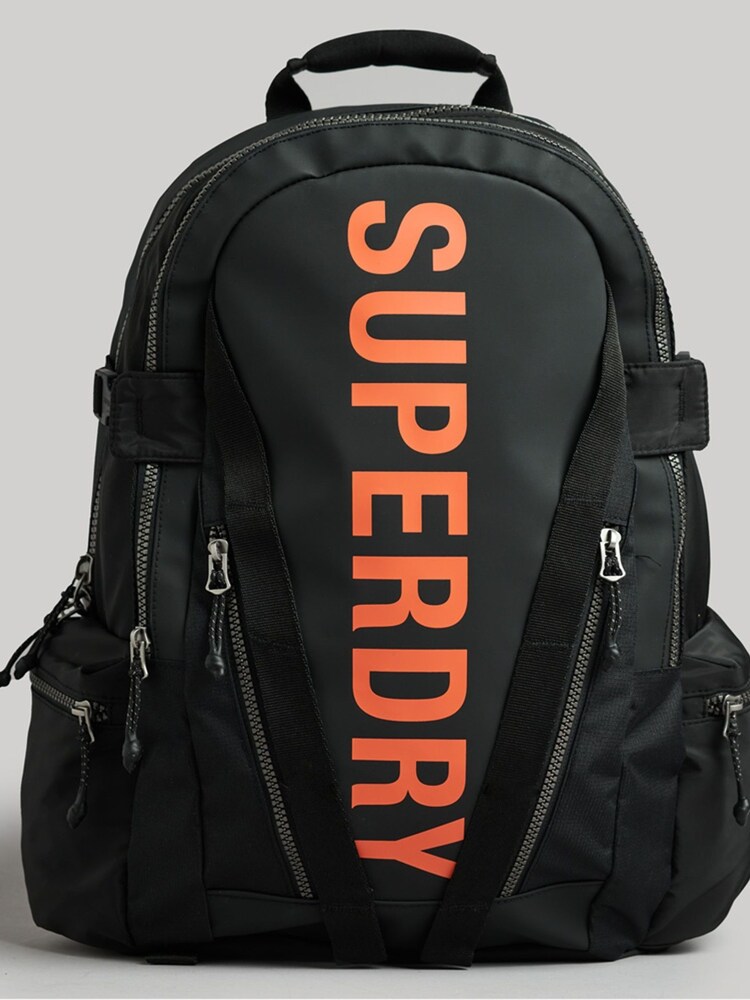 Superdry Black Mountain Tarp Graphic Backpack - Image 1 of 7 Superdry Black Mountain Tarp Graphic Backpack - Image 1 of 7