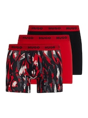 HUGO Red Stretch Cotton Boxer Briefs with Logo Waistbands 3 Pack - Image 1 of 7