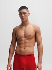 HUGO Red Stretch Cotton Boxer Briefs with Logo Waistbands 3 Pack - Image 2 of 7