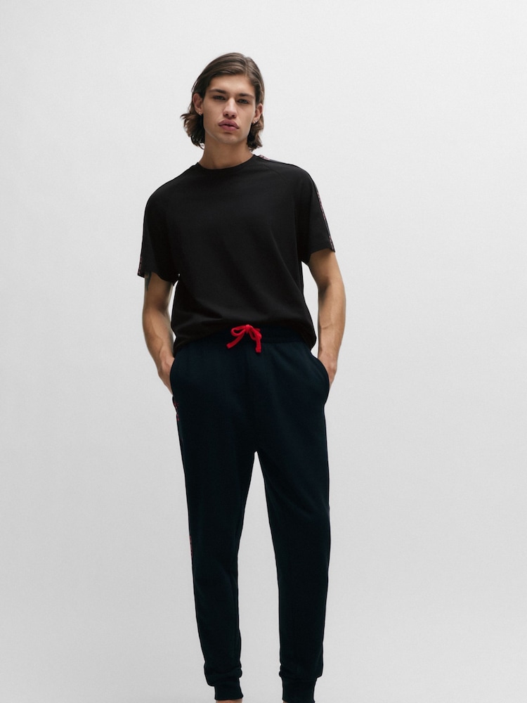 HUGO Black Logo Tape Relaxed Fit Stretch Cotton T-Shirt - Image 2 of 5