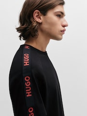 HUGO Black Logo Tape Relaxed Fit Stretch Cotton T-Shirt - Image 3 of 5