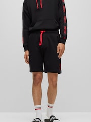HUGO Black Tape Logo Terry 100% Cotton Jersey Shorts - Image 2 of 5