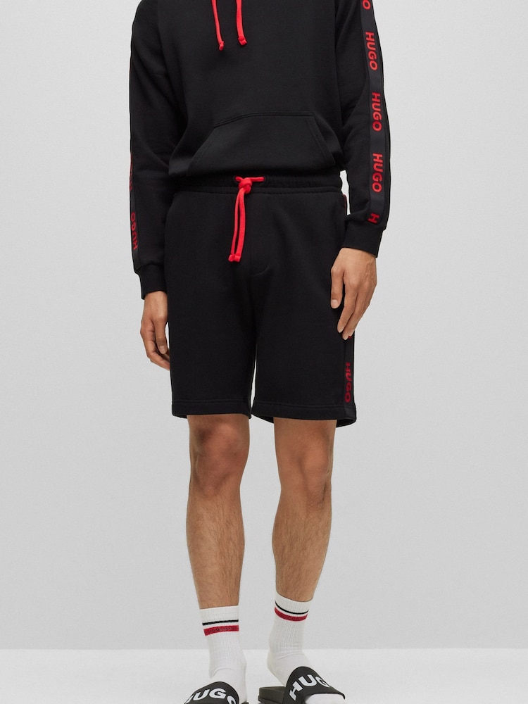 HUGO Black Tape Logo Terry 100% Cotton Jersey Shorts - Image 2 of 5