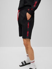 HUGO Black Tape Logo Terry 100% Cotton Jersey Shorts - Image 4 of 5