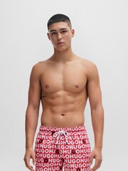 HUGO Red Recycled-Material Swim Shorts With Logo Print - Image 1 of 4