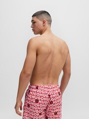 HUGO Red Recycled-Material Swim Shorts With Logo Print - Image 2 of 4