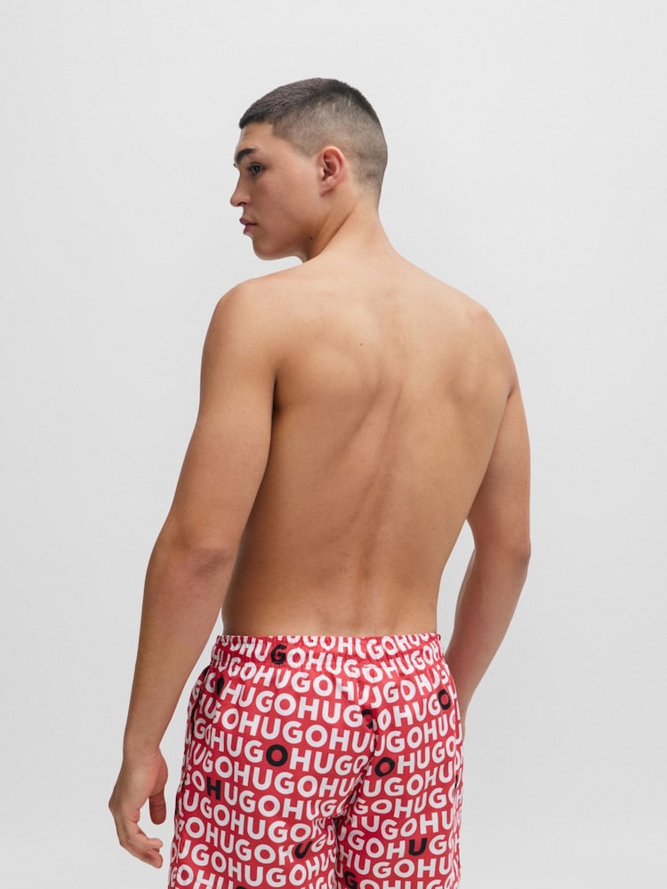 HUGO Red Recycled-Material Swim Shorts With Logo Print - Image 2 of 4