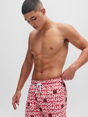 HUGO Red Recycled-Material Swim Shorts With Logo Print - Image 3 of 4
