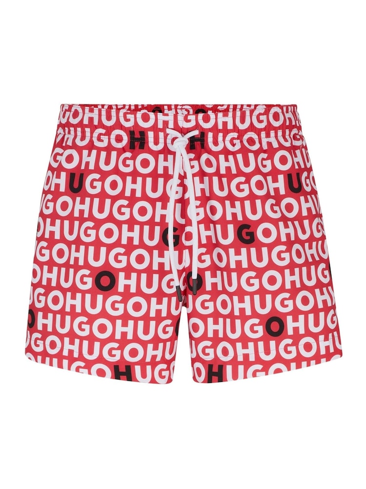 HUGO Red Recycled-Material Swim Shorts With Logo Print - Image 4 of 4