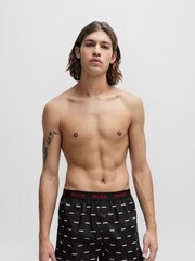HUGO Green Cotton Boxers Shorts With Logo Waistbands 3 Pack - Image 2 of 6