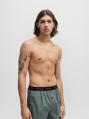 HUGO Green Cotton Boxers Shorts With Logo Waistbands 3 Pack - Image 5 of 6