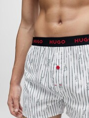 HUGO Green Cotton Boxers Shorts With Logo Waistbands 3 Pack - Image 6 of 6