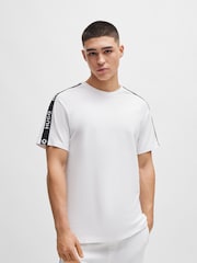 HUGO White Logo Tape Relaxed Fit Stretch Cotton T-Shirt - Image 1 of 5